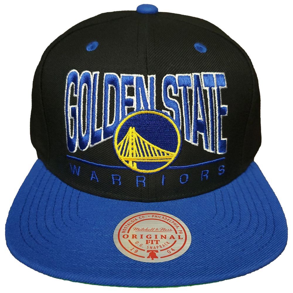 Golden State Warriors Mitchell & Ness NBA Snapback Hat Cap Black Blue NWT